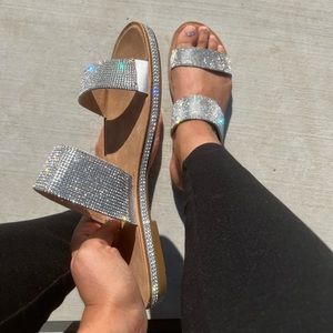 Silver women bling sandal